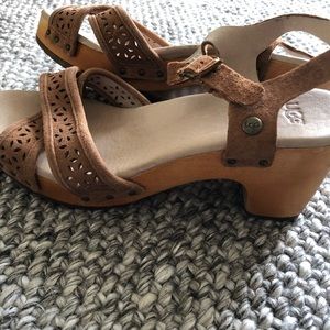 UGG Luella Suede Strap Sandals with Wood Heel
